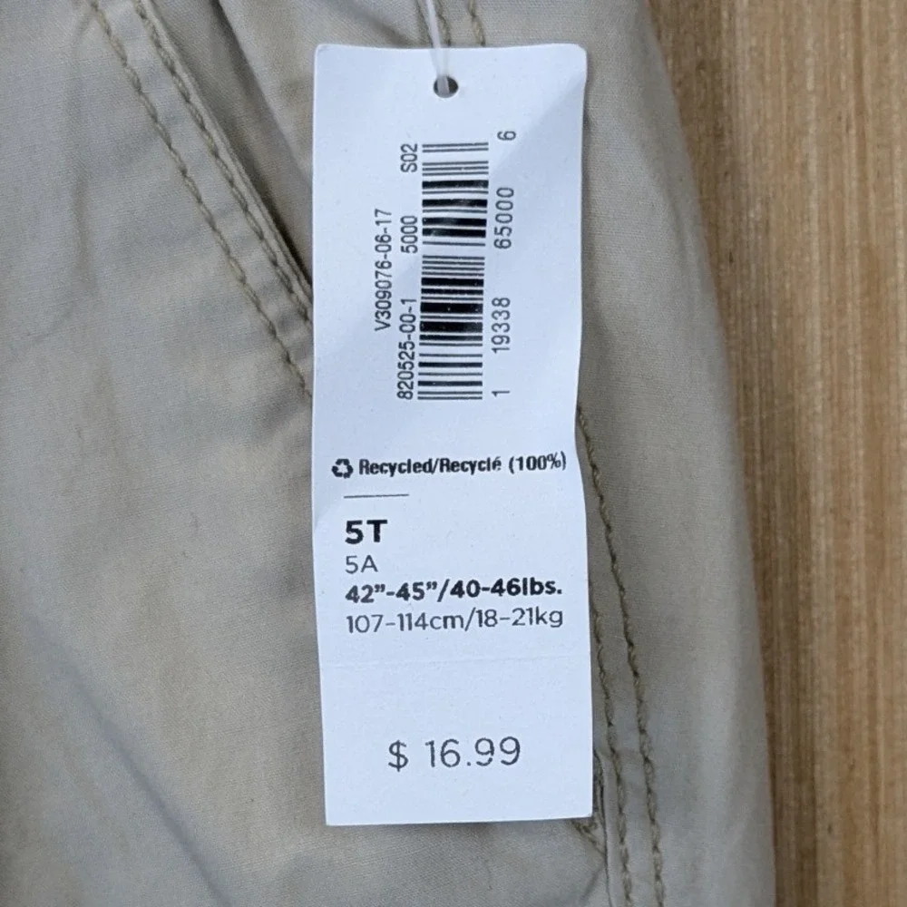 Old Navy Kids Khaki Jersey Lined Cargo Pants Tan Boys Size 5T NWT